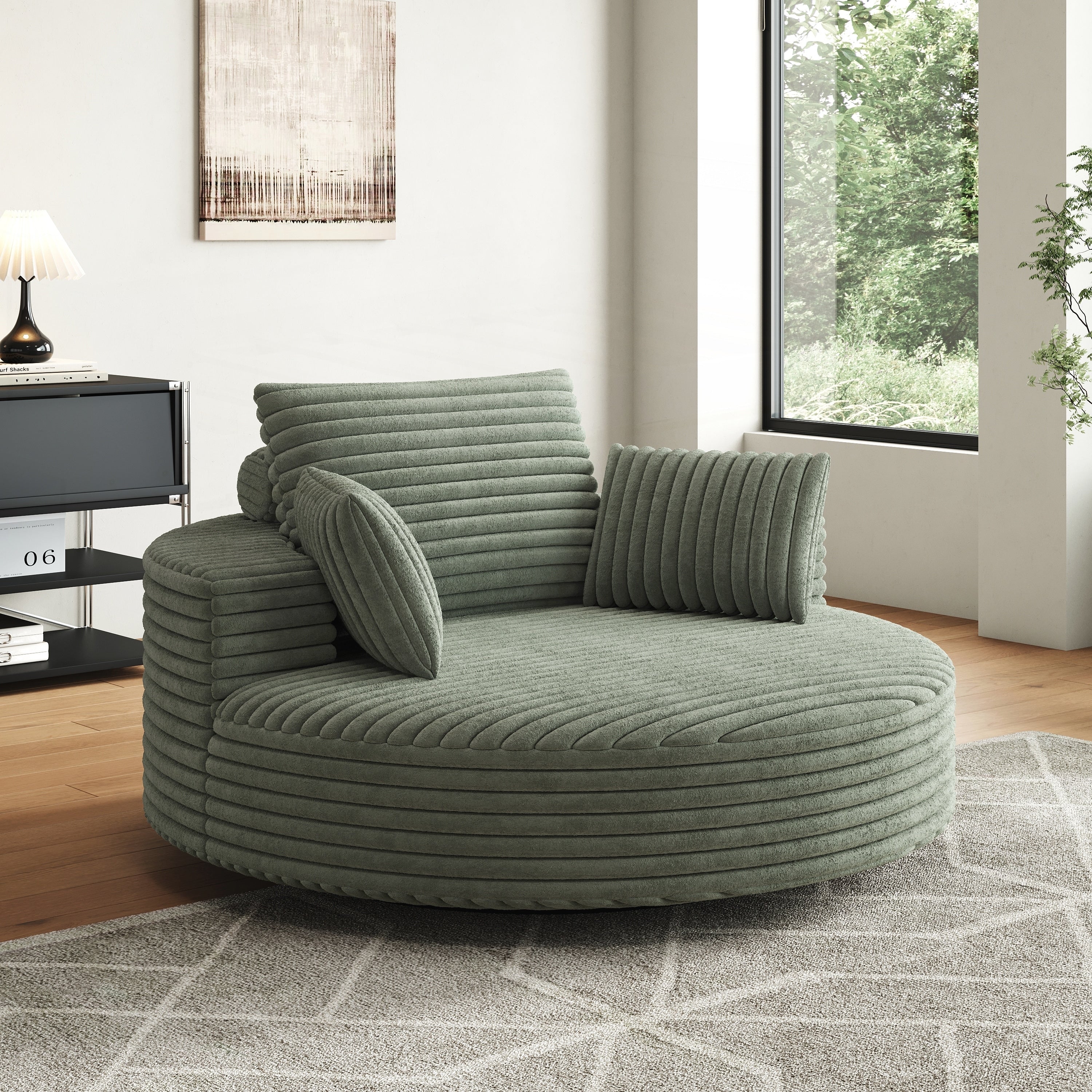 Einzelsessel aus Kord-Chenille-Schaumstoff, drehbar