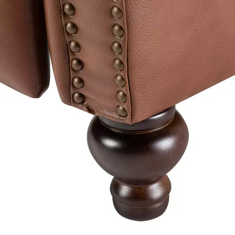 2er-Set Elisabete Modern Wingback Echtleder-Liegesessel mit Vintage-Nagelkopfleiste für Wohn- und Schlafzimmer | ART OF LIVING DESIGNS