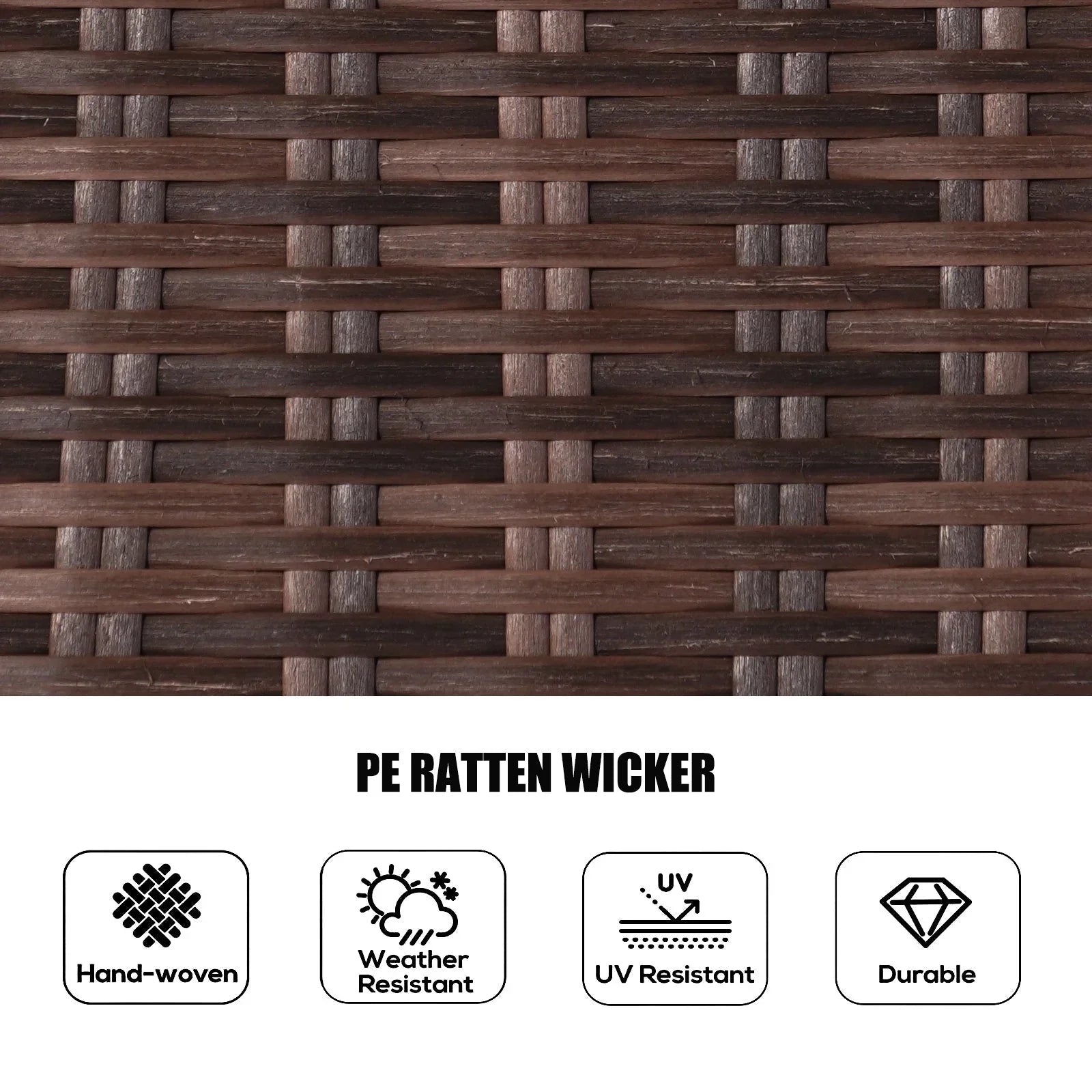 7-teiliges Garten-Essgruppe aus Rattan mit runden Kissen von Moda Furnishings