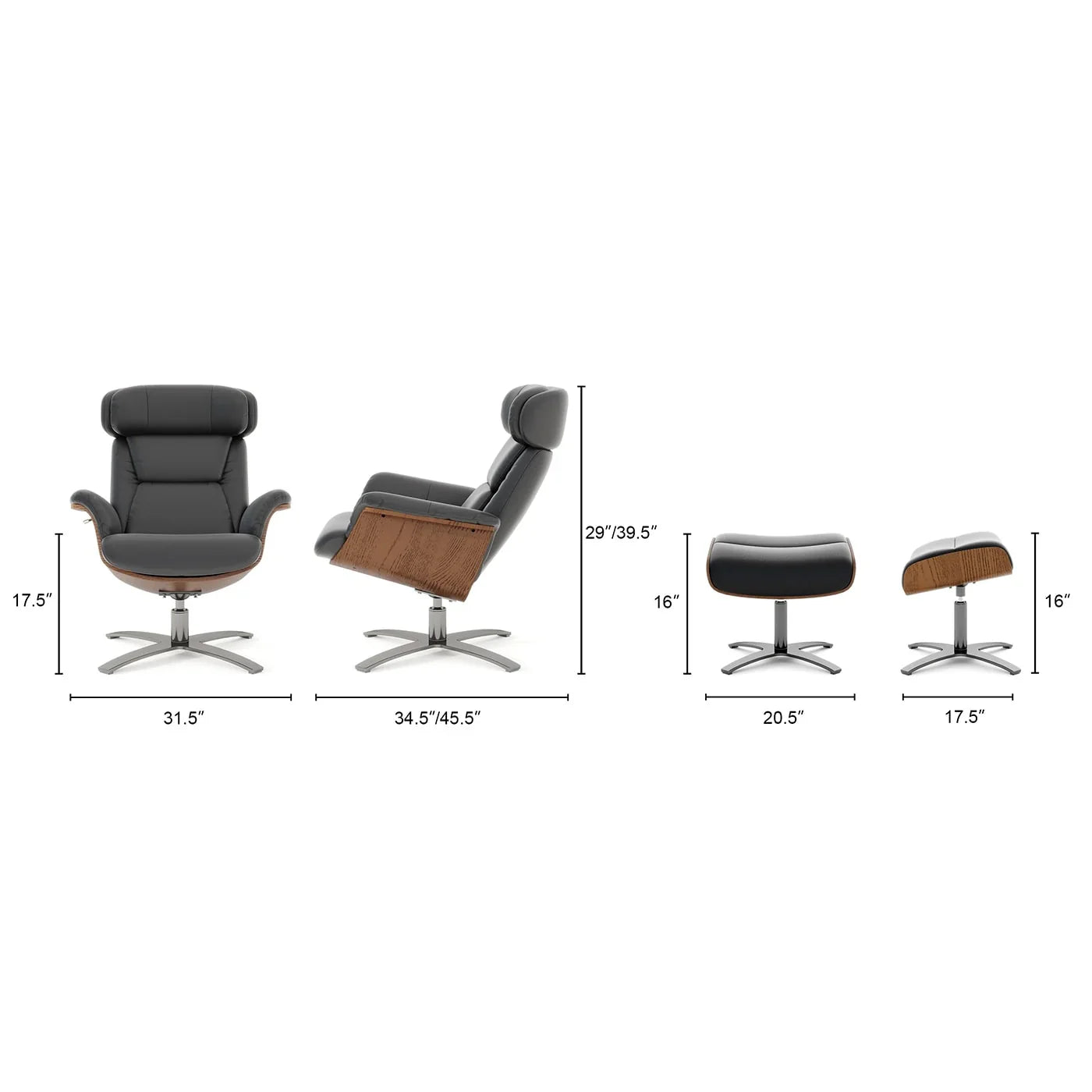 Jovan 31.5 Echtleder Relaxsessel mit Ottoman