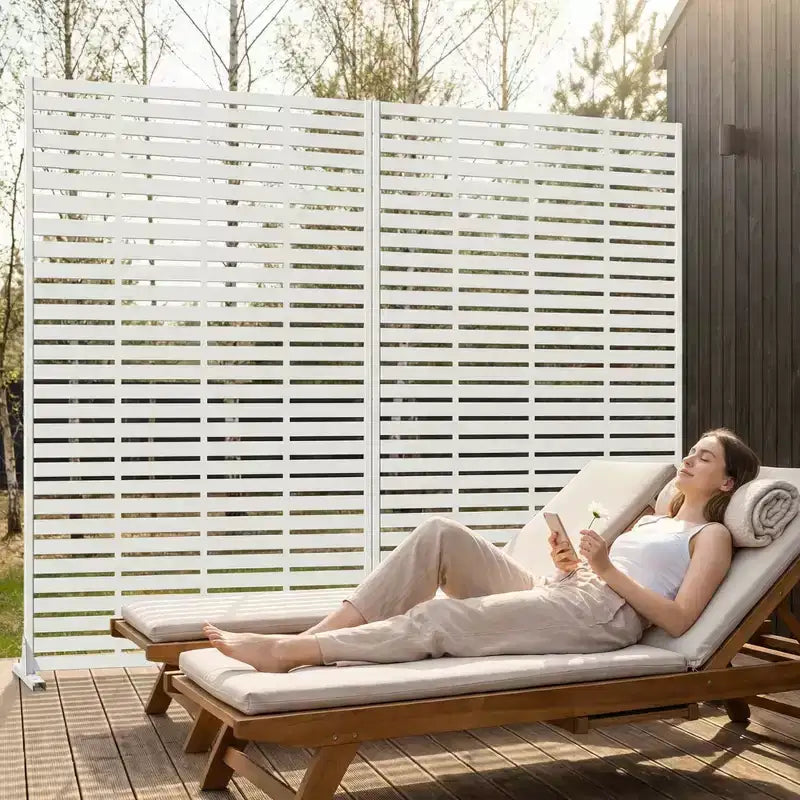 MAYEERTY 72x47 Weißer Sichtschutz, 6-teiliges Set, natürlicher, faltbarer Raumteiler für Hof und Garten