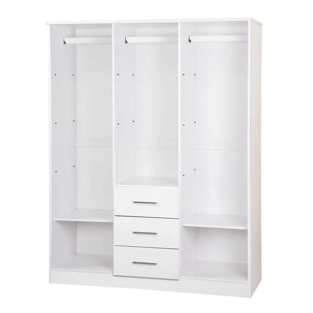 Palace Imports 100% Massivholz Cosmo Kleiderschrank mit 3 Türen mit Massivholz- oder Spiegeltüren