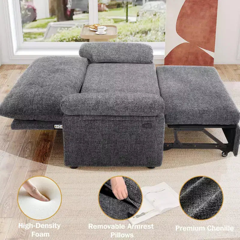 Dyonery 3-in-1 Schlafsofa, Ausziehbares Schlafsofa mit verstellbarer Rückenlehne