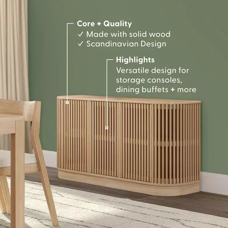 Plank+Beam Contour Massivholz-Sideboard mit 3 Türen, 150 cm TV-Lowboard für Wohnzimmer