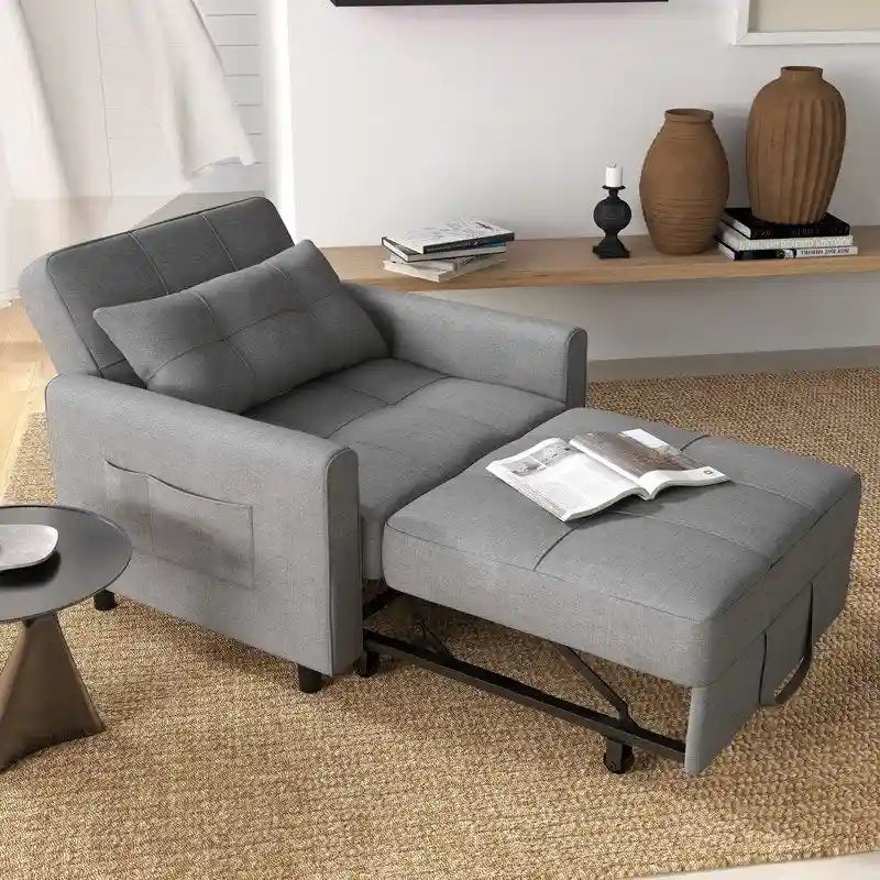 3-in-1 Schlafsofa, ausziehbarer Sessel, umwandelbarer, verstellbarer, klappbarer Polster-Lounge-Sofa
