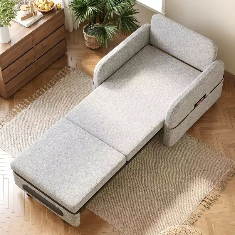 Gaoyangjiaju 3-in-1 Schlafsofa mit Stauraumschublade – Ausziehbares Schlafsofa mit Seitentasche & Kissen – Grau