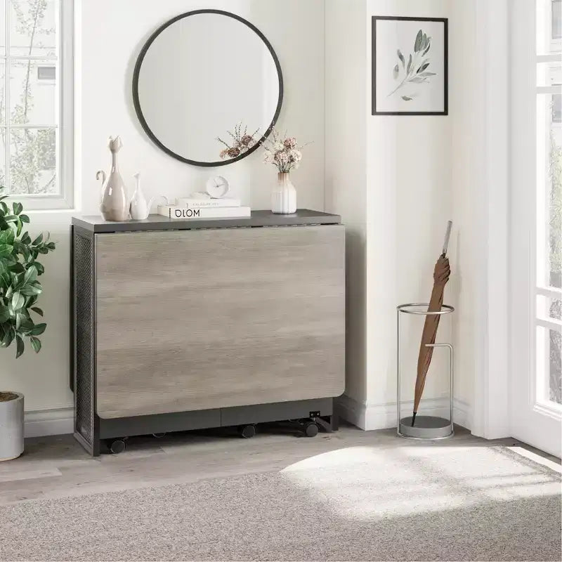 Klappbarer Esstisch für die Küche, platzsparender Esstisch, ausziehbarer Küchentisch mit Klappen und 6 Rollen für kleine Räume