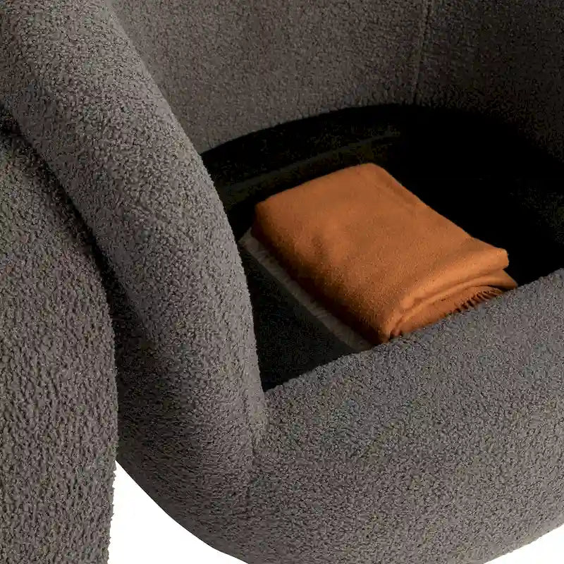 Gepolsterter drehbarer Fauteuil mit Stauraum, moderner Wohnzimmer-Sessel für Schlafzimmer/Büro/Lesebereiche