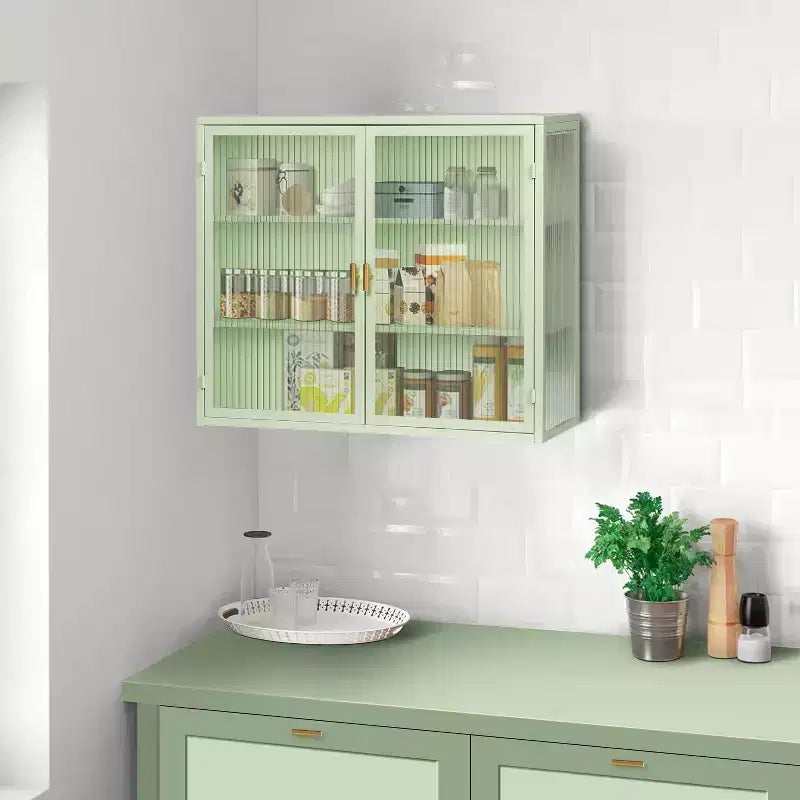 Okak Moderner 2-türiger Wandschrank mit 3-stufigem Stauraum und Glastüren für Flur/Esszimmer/Wohnzimmer/Küche
