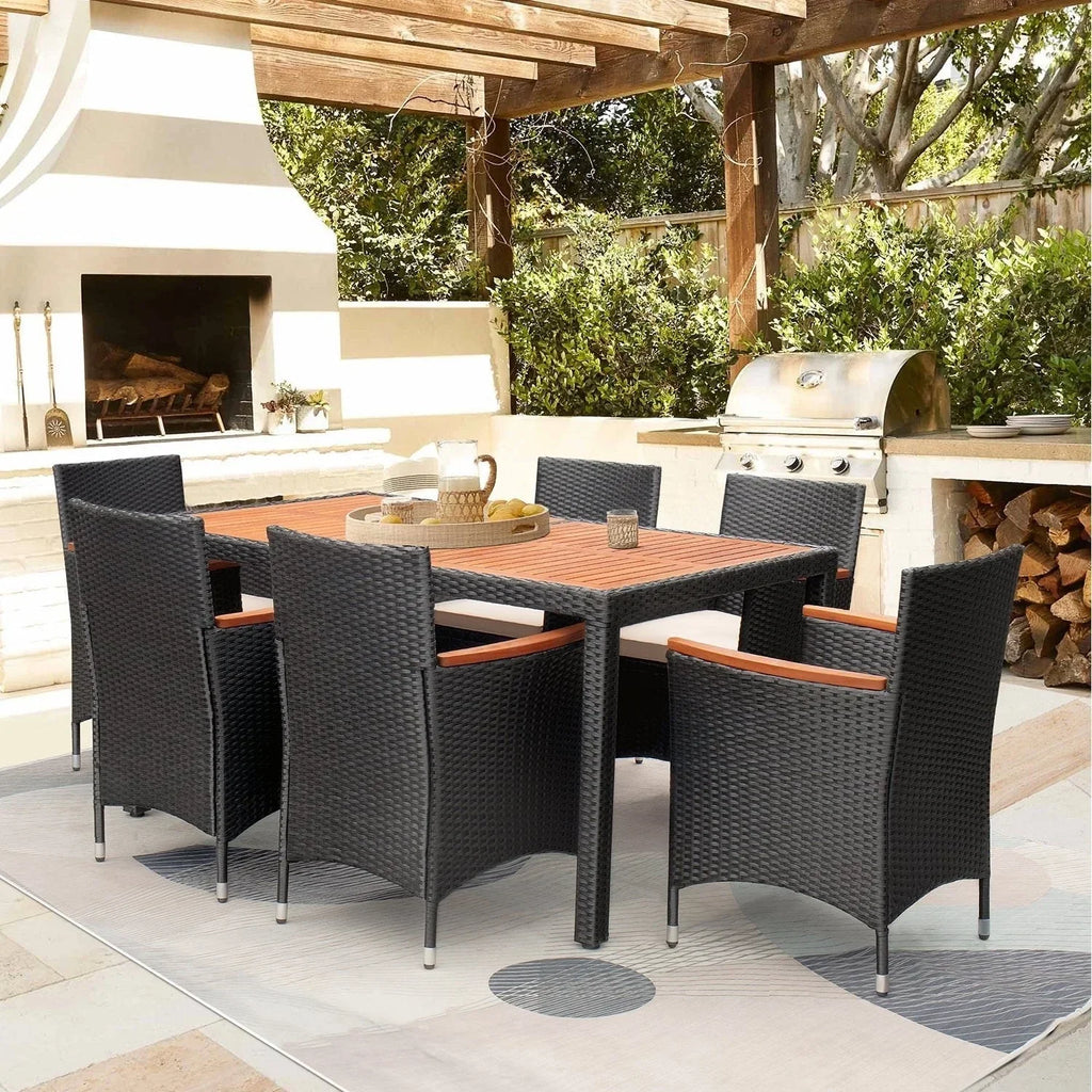 Lacoo PE-Rattan-/Akazienholz-Gartensitzgruppe