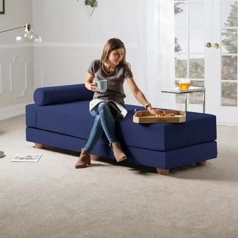 Tagesbett / ausklappbares Schlafsofa (Queensize) - Microvelvet