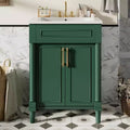 24-Zoll-Badezimmerwaschtisch mit Keramikwaschbecken, Shaker-Schrank, 2 Soft-Close-Türen, Massivholzrahmen für kleines Bad oder Gästetoilette