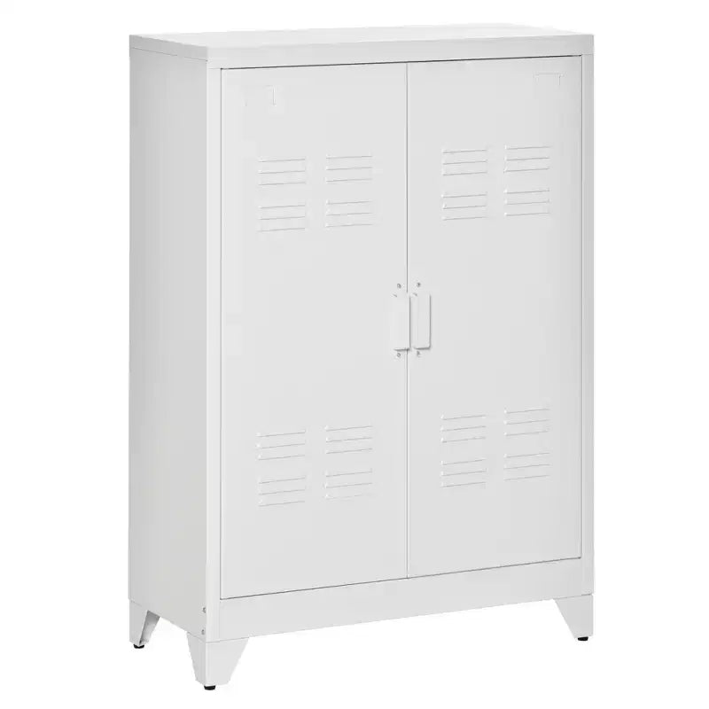 HOMCOM Industrial Style Steel Storage Cabinet, Metal Storage Organizer with 2-Tier Adjustable Shelves for Living Room or Home Office