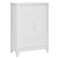 HOMCOM Industrial Style Steel Storage Cabinet, Metal Storage Organizer with 2-Tier Adjustable Shelves for Living Room or Home Office