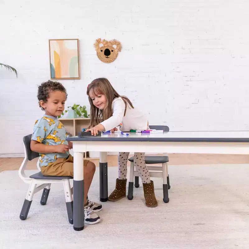 ECR4Kids rechteckiger Aktivitätstisch mit trocken abwischbarer Oberfläche und zwei Stühlen, Kindermöbel, 3-teilig