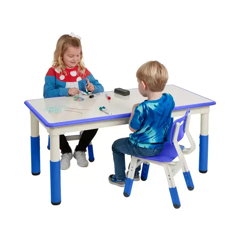 ECR4Kids rechteckiger Aktivitätstisch mit trocken abwischbarer Oberfläche und zwei Stühlen, Kindermöbel, 3-teilig