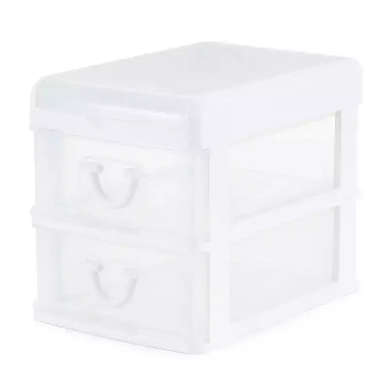 Gracious Living Clear Mini 2 Drawer Desk and Office Organizer with Flip Top Storage for Cosmetics, Arts, Crafts, and Stationery Items