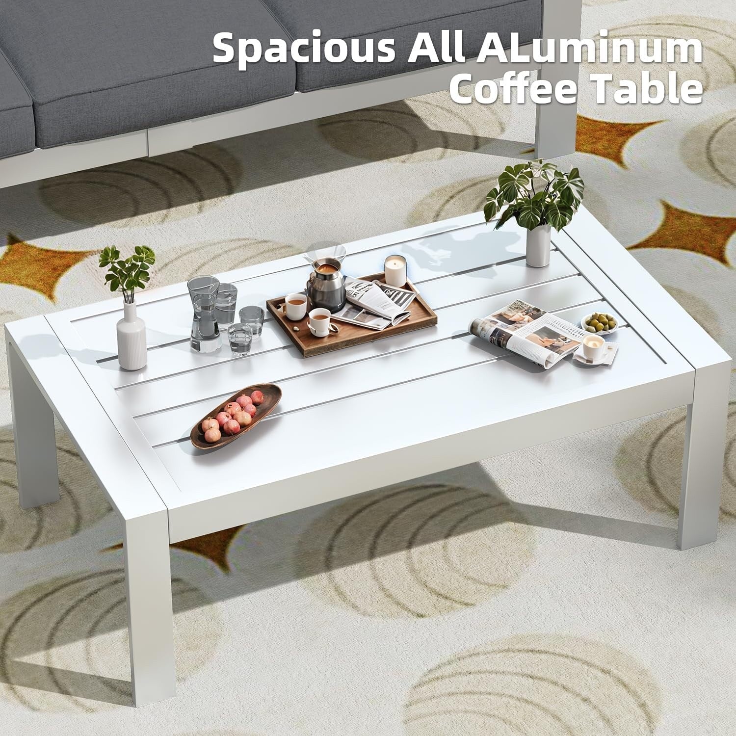 AECOJOY 7-teiliges Aluminium-Terrassenmöbel-Set Outdoor-Gesprächsgarnitur