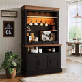 72" Hoher Bauernhaus-Kaffeebar-Schrank mit LED-Beleuchtung, Küchenbuffet mit Türen und Schublade, verstellbaren Einlegeböden, geräumiger Stauraum