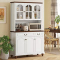 HOMCOM Kitchen Hutch Storage Cabinet with Antique Details, Feestanding Pantry Cabinet with 3-Level Adjustable Shelves, Dining Room Hutch, White