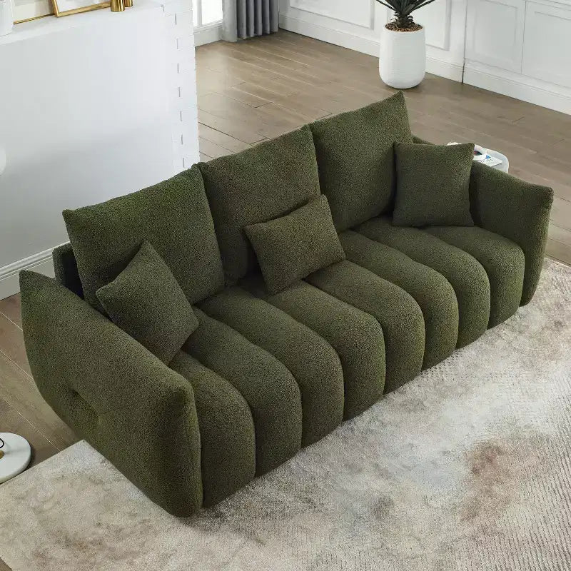 GDFStudio Alanna 79,5 Modernes 3-Sitzer-Sofa mit Teddyfell-Bezug und Kissen
