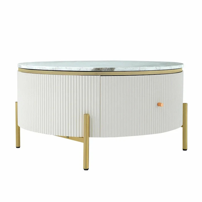 31.5 Moderner runder Couchtisch mit großer Schublade