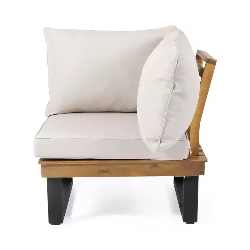 L-förmiges Outdoor-Sofa-Set, Terrassen-Freizeit-Lounge-Set, Garten-Gesprächs-Sitzgruppe mit Couchtisch und wasserabweisendem Kissen – ModernLuxe