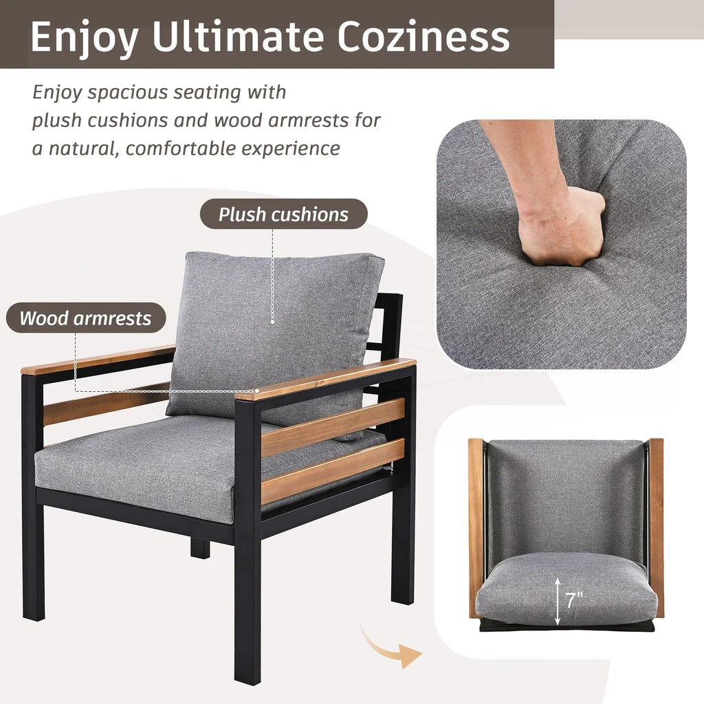 4-teiliges Outdoor-Gartenmöbel-Set mit Sofa