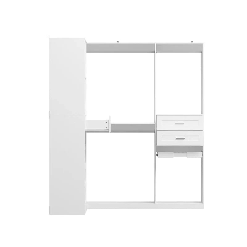 Eckkleiderschrank mit 2 Kleiderstangen, Hosenhalter und Schuhaufbewahrung