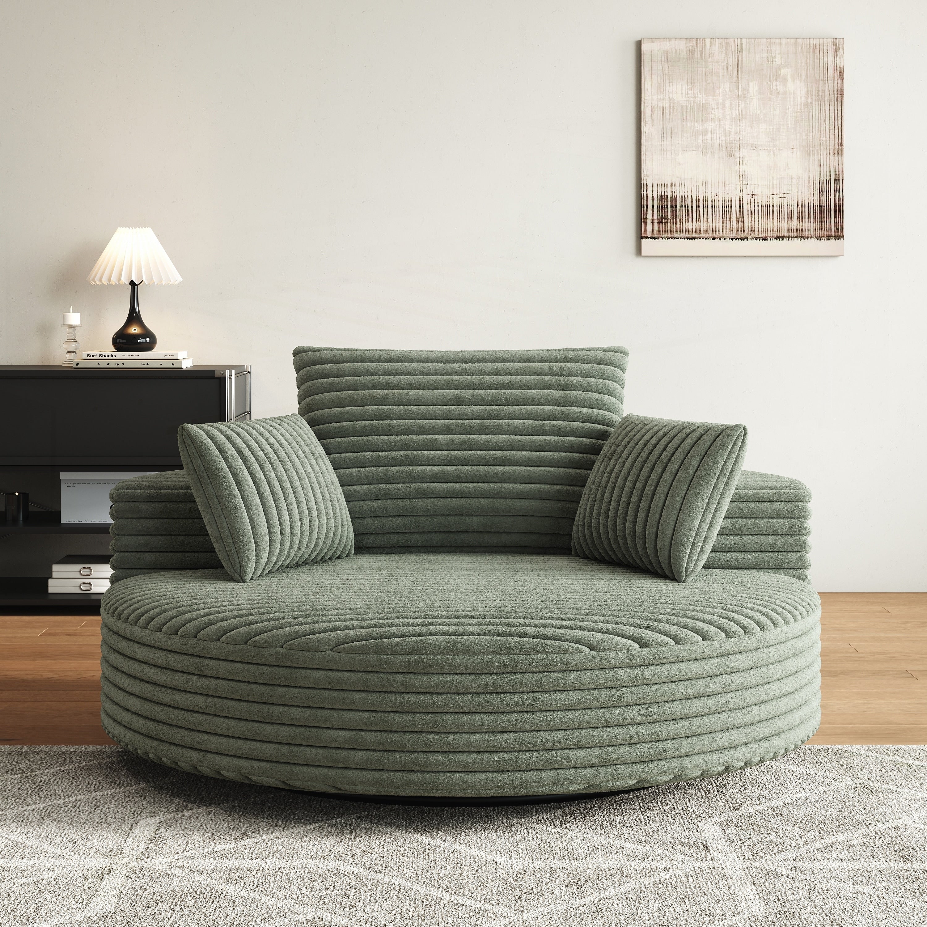 Einzelsessel aus Kord-Chenille-Schaumstoff, drehbar