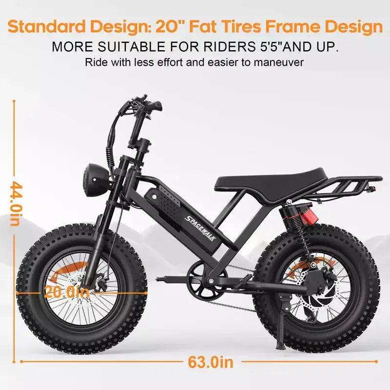Eilleo 20 Fat Tire E-Bike, 750W Motor (920W Spitze), 40 km/h, 80-110 km Reichweite, 48V 15.6Ah Akku, Dual-Federung, Shimano 7-Gang