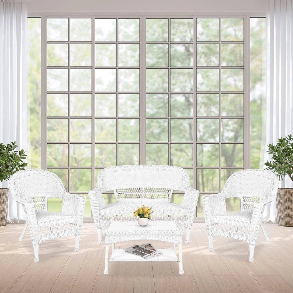 4-teiliges Loungeset aus Polyrattan für den Außenbereich