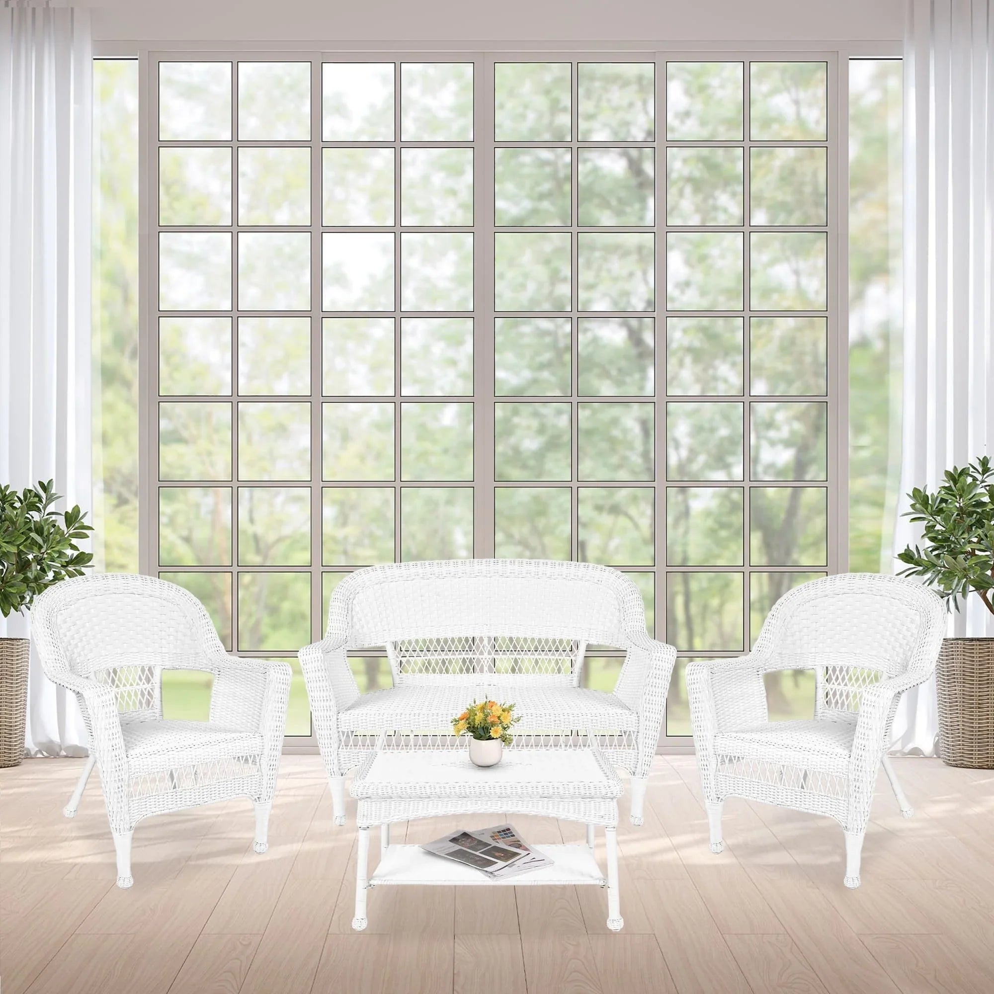 4-teiliges Loungeset aus Polyrattan für den Außenbereich