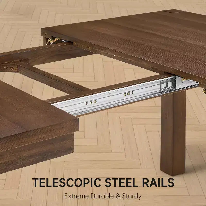 Modernes Esszimmer-Set – 80 Tisch + 6 gepolsterte Stühle, Massivholzrahmen, 180 kg Tischbelastbarkeit, einfache Montage