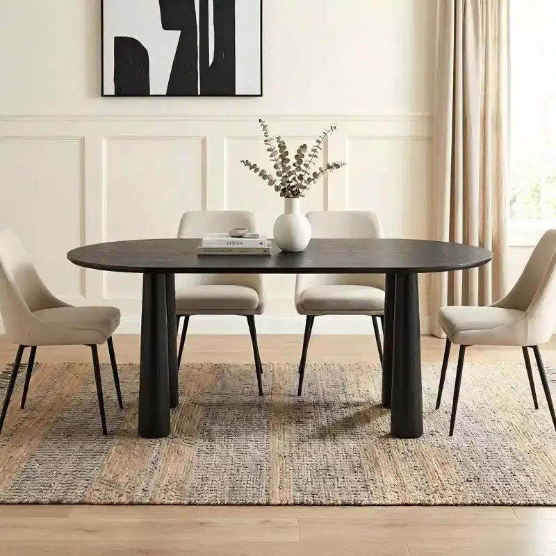 Dovelina 67 Ovaler Esstisch aus Holz mit 4 Beinen Moderner Küchentisch für 6 Personen