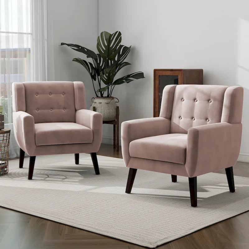 2er-Set Samt-Akzentsessel für Wohnzimmer, Polstersessel