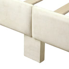 Upholstered Platform Bed – Beige, Tufted Headboard, Gold-Tone Accents, Glam Style, Full / Queen / King