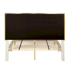 Upholstered Platform Bed – Beige, Tufted Headboard, Gold-Tone Accents, Glam Style, Full / Queen / King