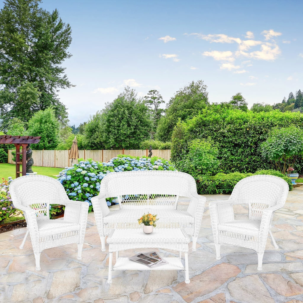 4-teiliges Loungeset aus Polyrattan für den Außenbereich