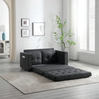 3-Fold Convertible Sofa Bed – Light Gray / Beige / Dark Gray, Velvet, Sleeps 1