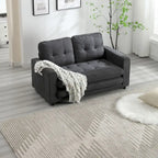 3-Fold Convertible Sofa Bed – Light Gray / Beige / Dark Gray, Velvet, Sleeps 1