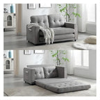 3-Fold Convertible Sofa Bed – Light Gray / Beige / Dark Gray, Velvet, Sleeps 1