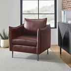 Modern Accent Chair – Black / Brown / Grey / Camel / Navy / Beige, Vegan Leather, Metal Legs, Seats 1
