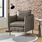 Modern Accent Chair – Black / Brown / Grey / Camel / Navy / Beige, Vegan Leather, Metal Legs, Seats 1