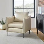 Modern Accent Chair – Black / Brown / Grey / Camel / Navy / Beige, Vegan Leather, Metal Legs, Seats 1