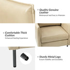 Modern Accent Chair – Black / Brown / Grey / Camel / Navy / Beige, Vegan Leather, Metal Legs, Seats 1