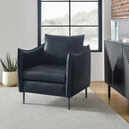 Modern Accent Chair – Black / Brown / Grey / Camel / Navy / Beige, Vegan Leather, Metal Legs, Seats 1