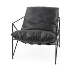 Faux Leather Accent Chair – Brown / Black, Modern Style, X-Frame Metal Legs, Seats 1