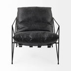 Faux Leather Accent Chair – Brown / Black, Modern Style, X-Frame Metal Legs, Seats 1