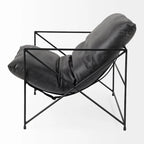 Faux Leather Accent Chair – Brown / Black, Modern Style, X-Frame Metal Legs, Seats 1